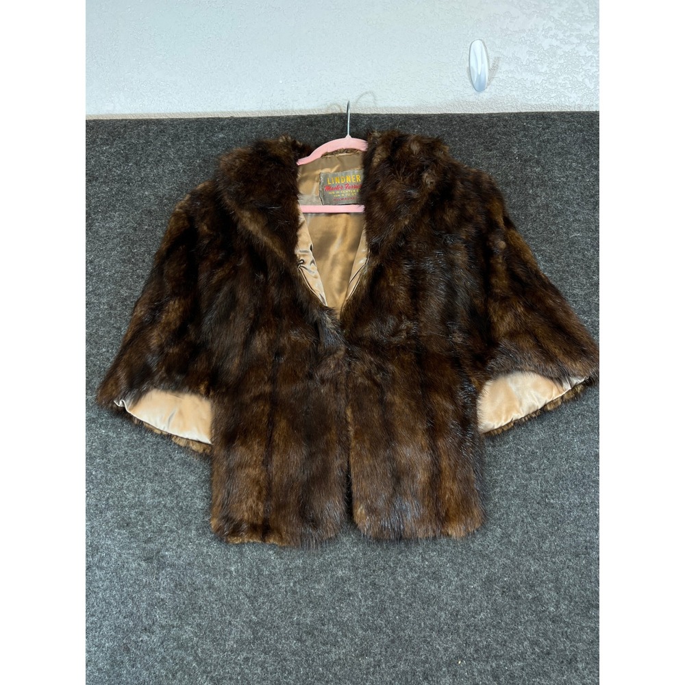 Vintage Lindner Master Furriers Brown Mink Fur Stole Capelet Wrap Women One Size